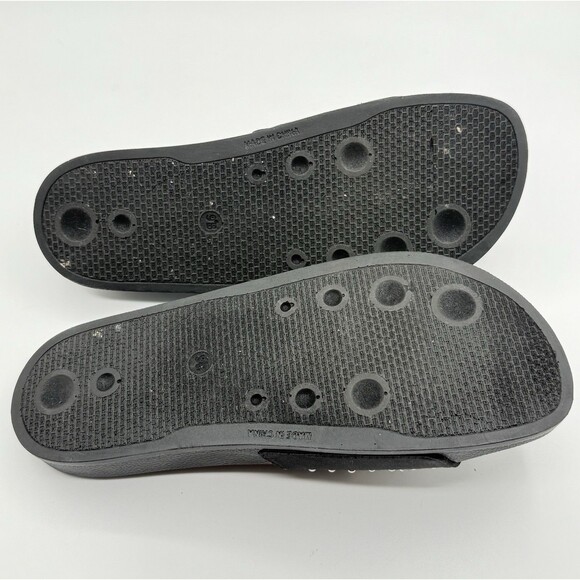 Steve Madden Women Slip-On Pearls Crystals Black satin Sandy Slide Size 9 - Picture 4 of 4